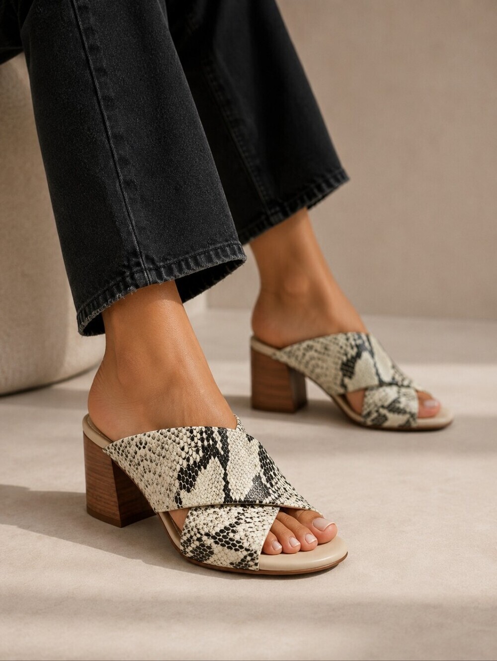 Cole Haan Dakota Snakeskin Print Sandals
